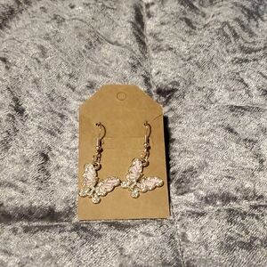 Butterfly Earrings with Pink and Gold Accents